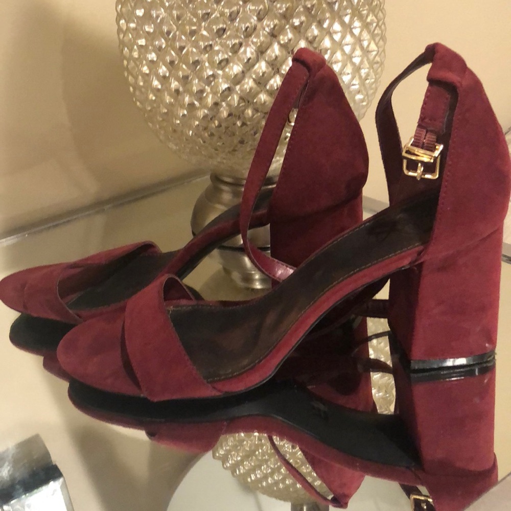 Suede Maroon Wine Sandal Heels
